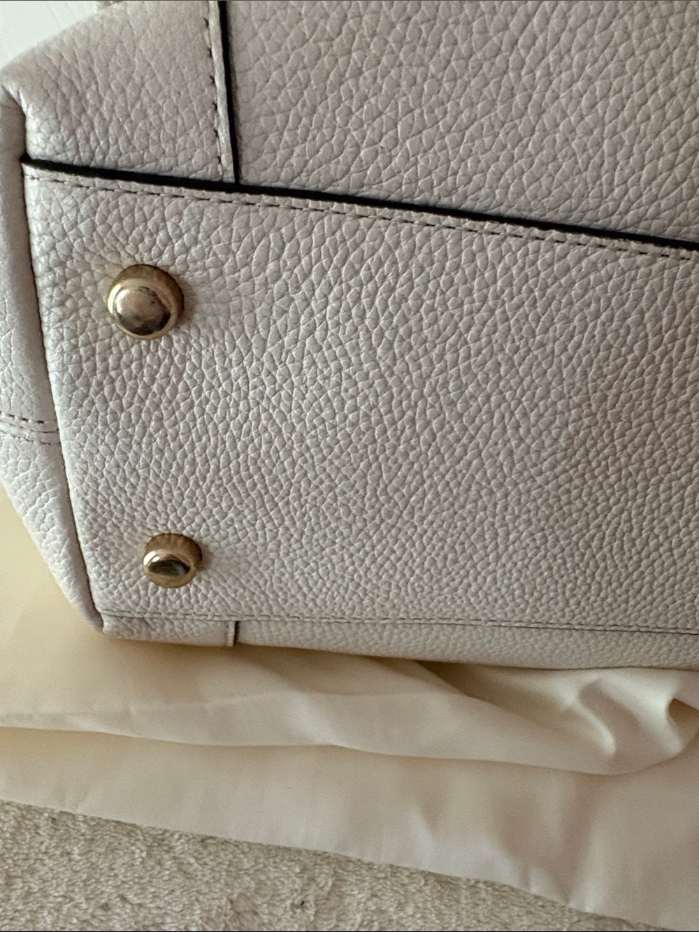 Coach White Pebbled Leather Hobo with Gold Floral Stud Accents - Picture 6 of 13
